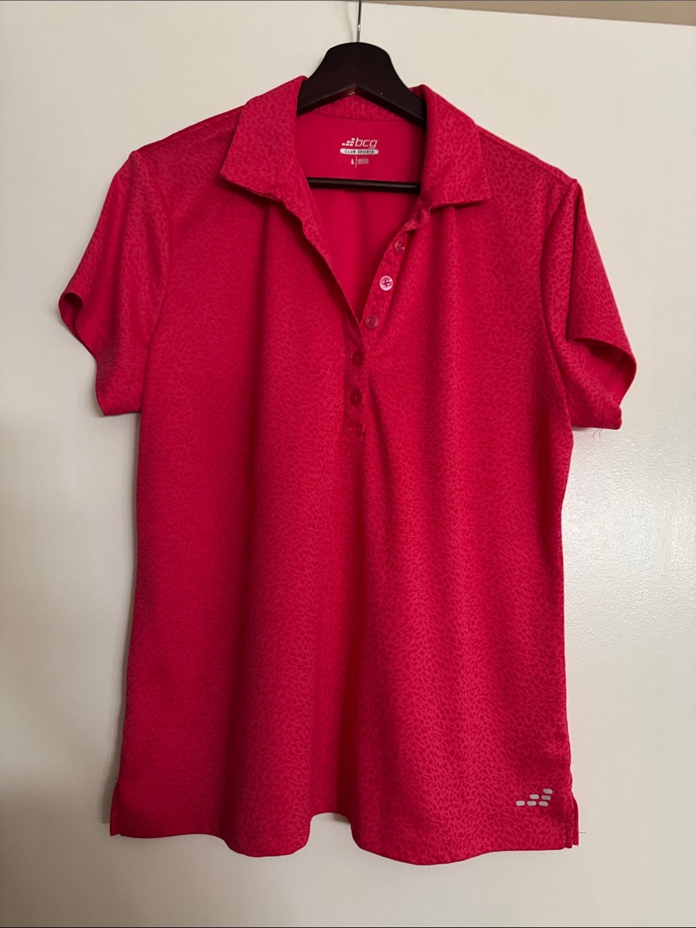 bcg Women's Hot Pink Short Sleeve Button-Down Polo